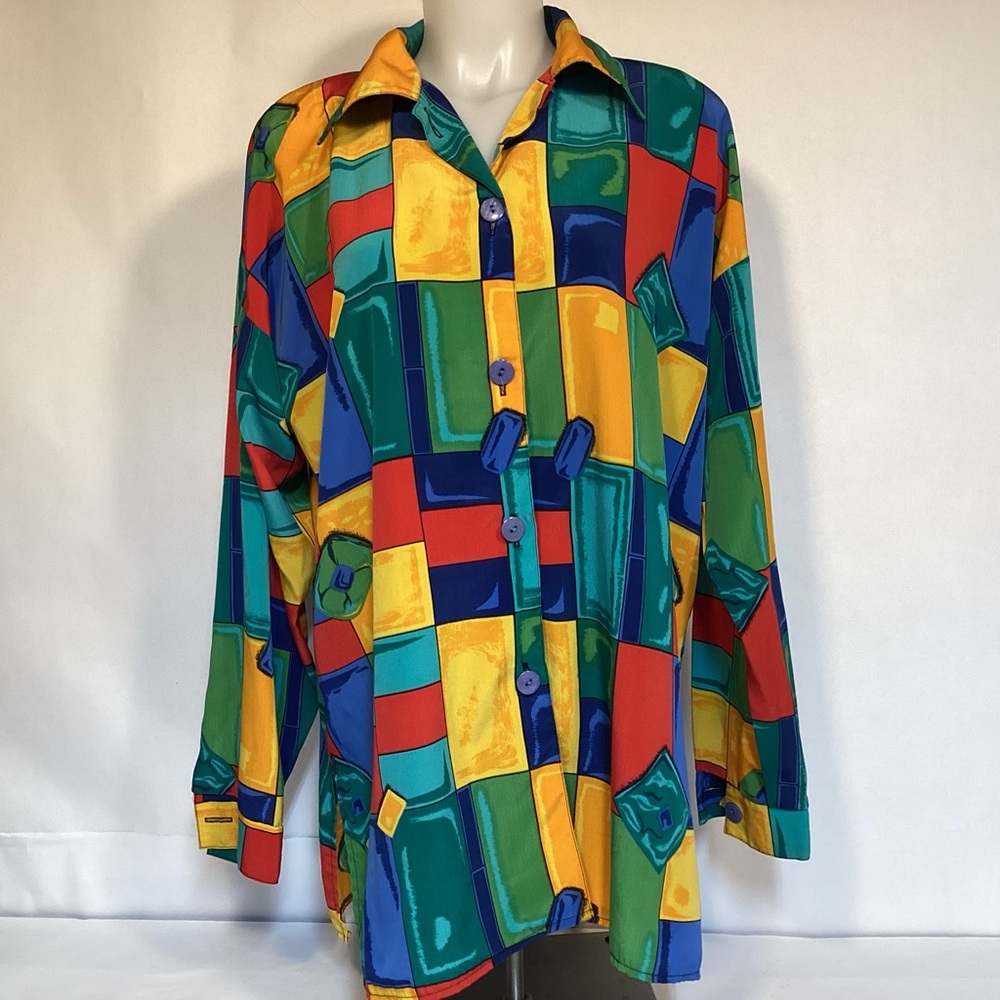 Peter Popovitch Vintage Colorful lightweight Shirt Jacket Women’s size XL